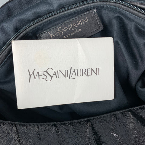 YVES SAINT LAURENT Black Silver Patent Leather Bag Handbag