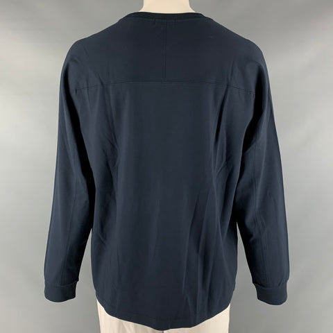 THEORY Size XXL Navy Viscose Blend Crew-Neck Pullover