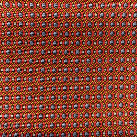 HERMES Red Blue Dots Silk Pocket Square