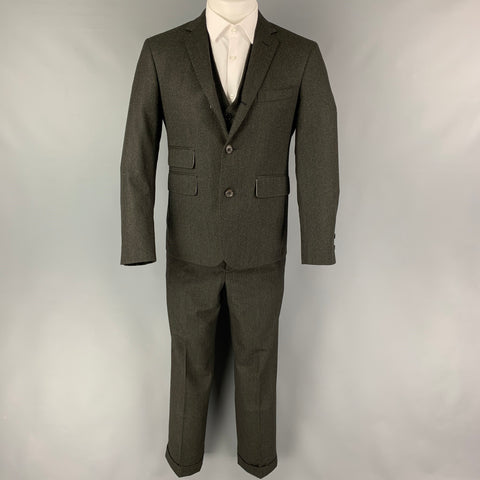 BLACK FLEECE Size 38 Grey Charcoal Grid Wool Notch Lapel 31 31 Suit