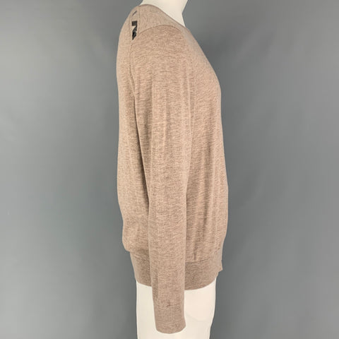 BURBERRY LONDON Size XXL Taupe Heather Cashmere Crew-Neck Pullover