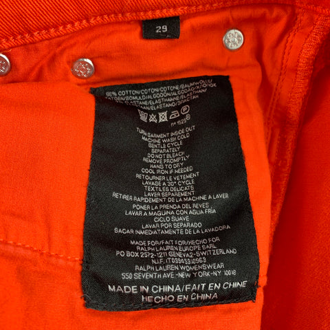 RALPH LAUREN Black Label Size 29 Orange Cotton Skinny Jeans