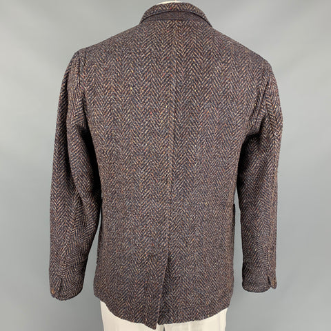 45rpm Size XXL Brown & Navy Cotton Notch Lapel Jacket