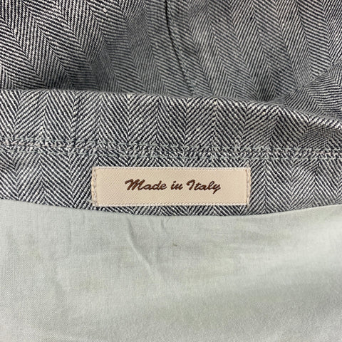 MR.RICK TAILOR Size 40 Grey Herringbone Linen Double Breasted Sport Coat