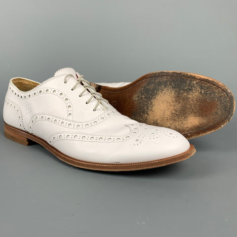 PAUL SMITH Zapatos con cordones y punta de ala de cuero perforado blanco Talla 11