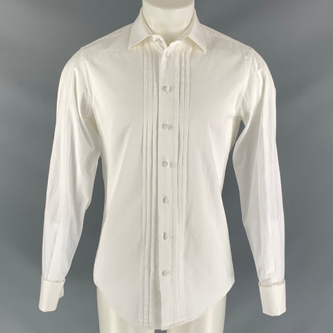 CH by CAROLINA HERRERA Size M White Solid Cotton French Cuff  Long Sleeve Shirt