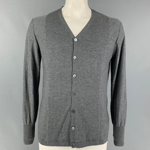ACNE STUDIOS Size XL Grey Merino Wool Buttoned Cardigan