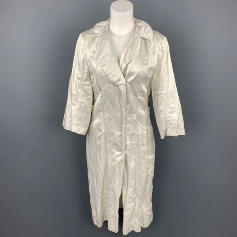 LANVIN Printemps 2006 Taille 8 Manteau en satin texturé froissé blanc cassé