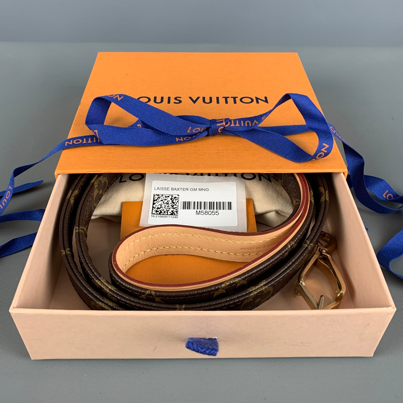 Louis Vuitton Baxter Dog Collar Monogram Bow X Small Brown in