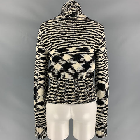 MISSONI Size 6 Black & White Wool Knitted Jacket (Outdoor)