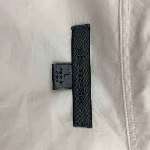 JOHN VARVATOS Size L White Cotton Button Up Long Sleeve Shirt