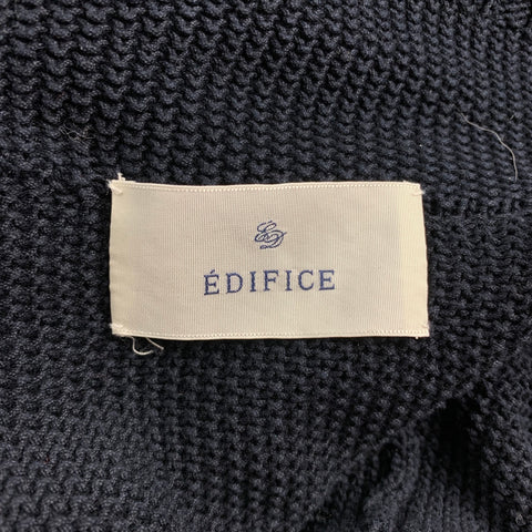 EDIFICE Taille XS Cardigan à revers cranté en coton tricoté bleu marine