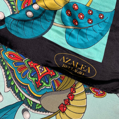 AZALEA Multi-Color Print Satin Silk Scarf