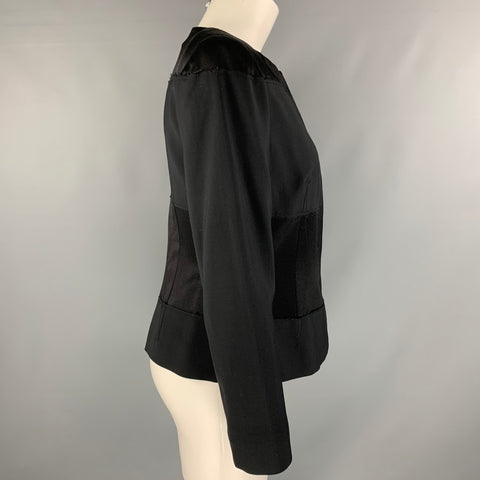 ALBERTA FERRETTI Talla 8 Chaqueta con broches ocultos en mezcla de rayón negro