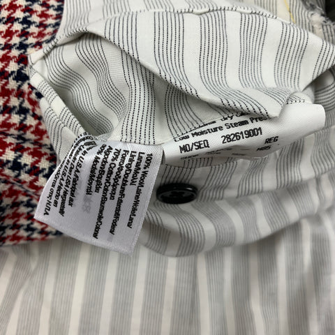 BLACK FLEECE Size 36 White Navy Red Houndstooth Wool Sport Coat