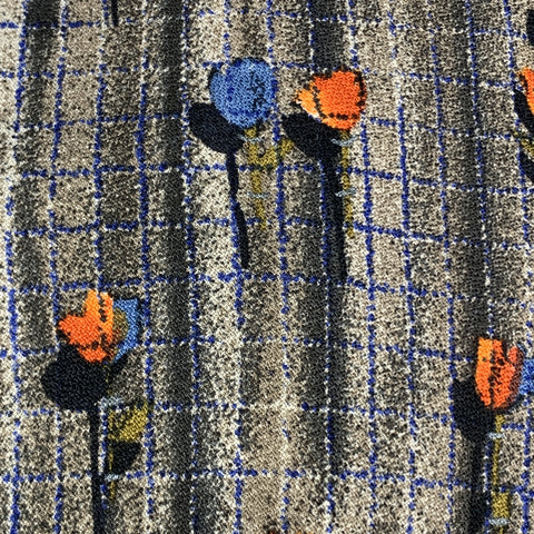 ERMENEGILDO ZEGNA Gray Silk Blue & Orange Flower Tie