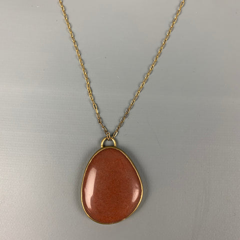 BANANA REPUBLIC Gold Brown Chain Link Stone Necklace