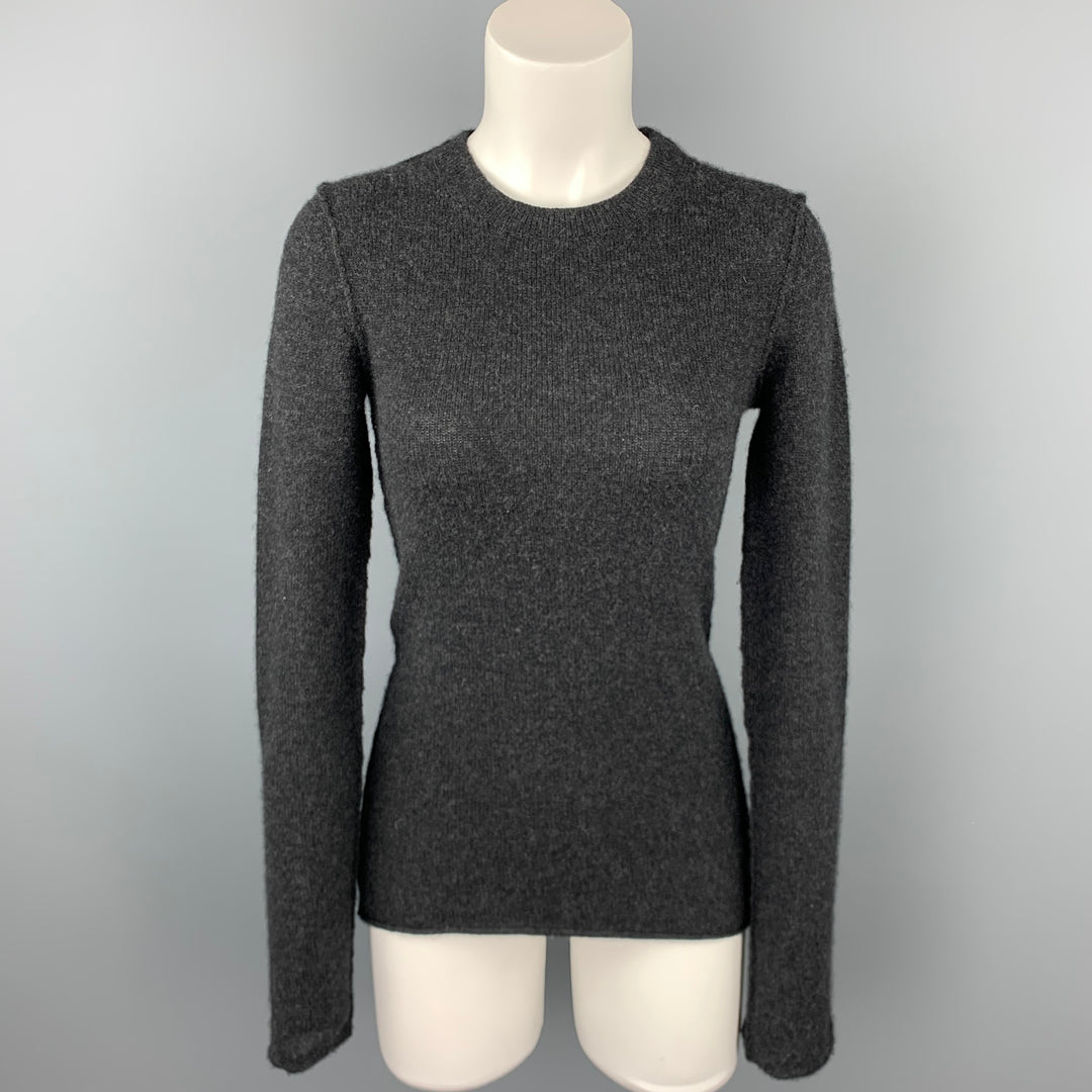 INHABIT Suéter con cuello redondo en mezcla de cachemira y punto color carbón talla M