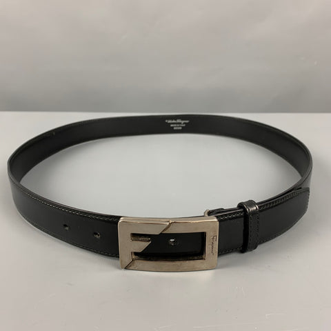 SALVATORE FERRAGAMO Size 38 Black Leather Belt