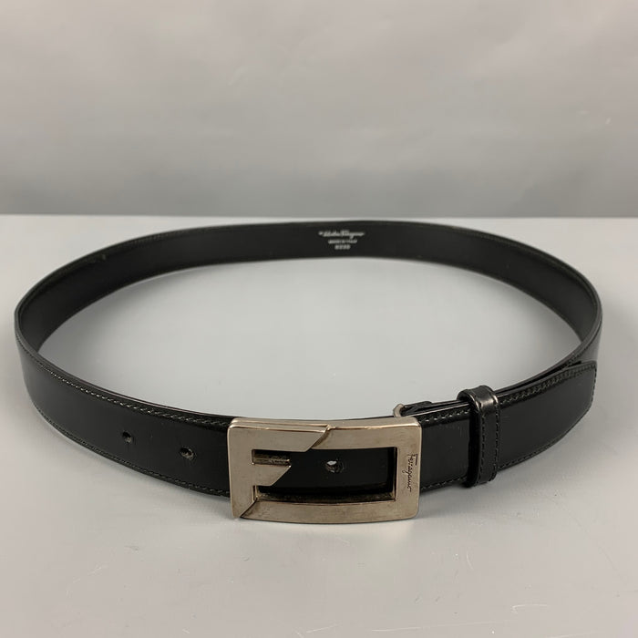 SALVATORE FERRAGAMO Size 38 Black Leather Belt