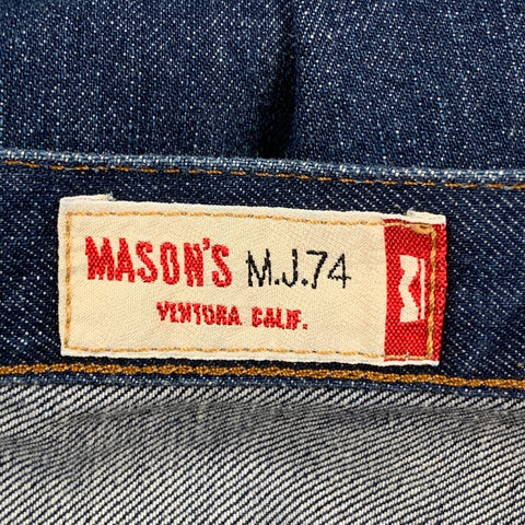 MASON'S Vaqueros con ribete de cuero de mezclilla azul talla 34