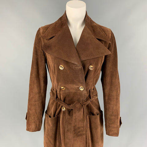 D&G by DOLCE & GABBANA Size S Brown Suede Trench Coat