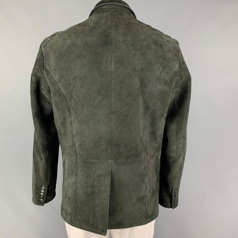 JOHN VARVATOS Size 42 Dark Green Suede Buttoned Jacket