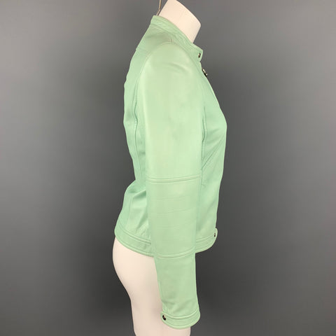 Veste de moto zippée en cuir menthe ESCADA taille 4