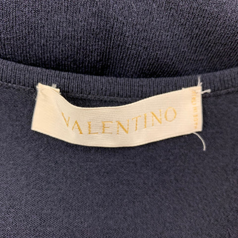 VALENTINO Size S Navy Viscose Polyester Beaded Sleeveless Dress Top