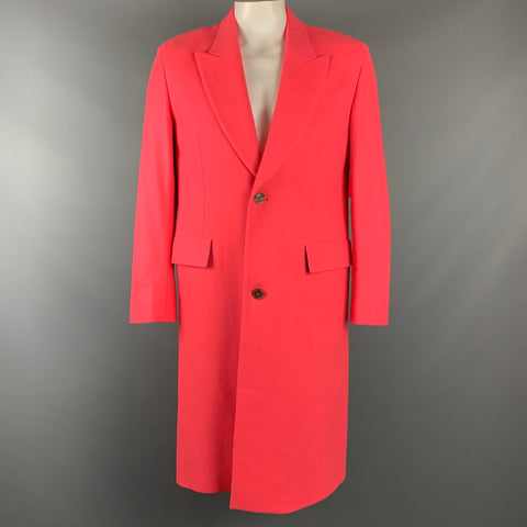 PAUL SMITH Size M Coral Wool / Cashmere Peak Lapel Coat