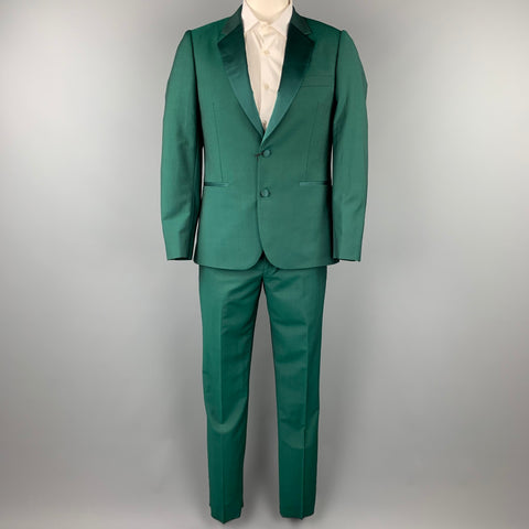 PAUL SMITH Soho Fit Size 40 Regular Green Wool / Mohair Notch Lapel Tuxedo Suit