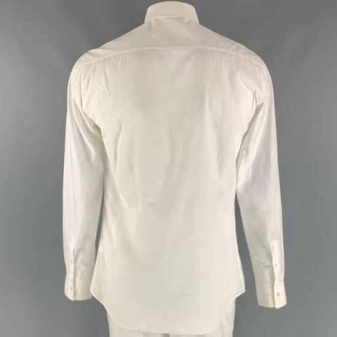 NEIL BARRETT Size L White Black Print Cotton Button Up Long Sleeve Shirt