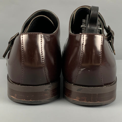VERSACE COLLECTION Size 10 Brown Patent Leather Double Monk Strap Loafers