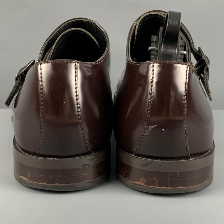 VERSACE COLLECTION Size 10 Brown Patent Leather Double Monk Strap Loafers