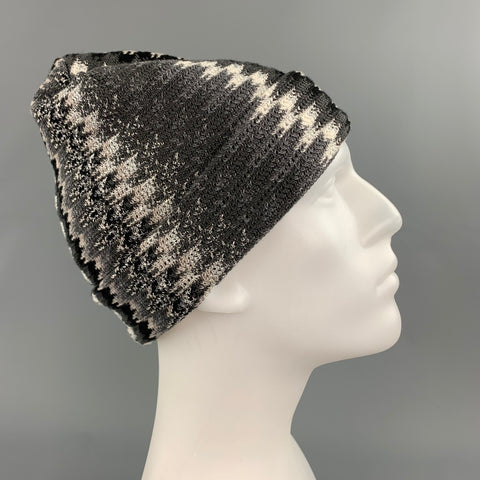 MISSONI Grey Silver Zig-Zag Wool Blend Beanie