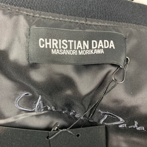 CHRISTIAN DADA FW 19 Size 42 Black Copper Cotton Velvet Feather Embroidery Bomber Jacket
