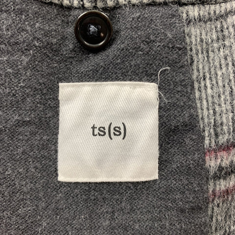 TS (S) Size S Gray Plaid Wool Blend Peak Lapel Sport Coat