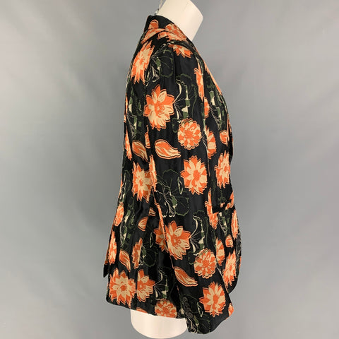 SALVATORE FERRAGAMO Size 8 Black Orange Beige Jacket Blazer