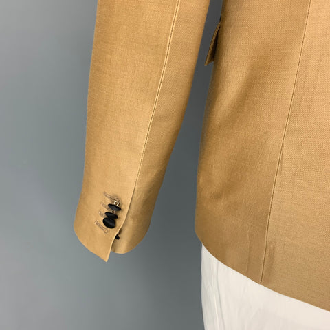 DSQUARED2 Size 46 Tan Black Wool Silk Shawl Collar Sport Coat