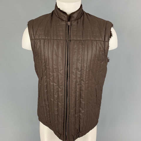 Vintage WELOCK Co. Tamaño M Marrón Tejido Acolchado Chaleco Reversible