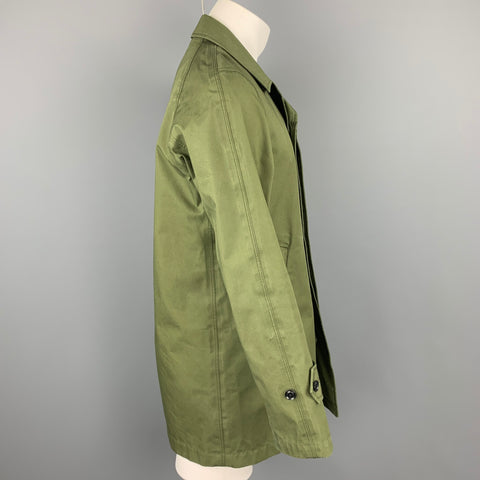 NANAMICA Size M Olive Gore-Tex Coated Cotton Hidden Buttoned Coat