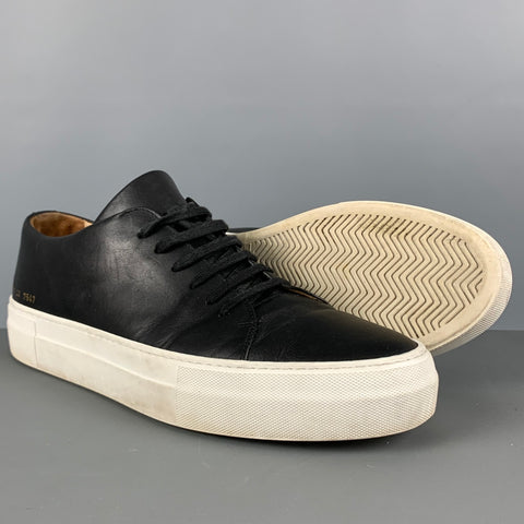 PROYECTOS COMUNES Talla 11 Tenis bajos de cuero cosidos en negro
