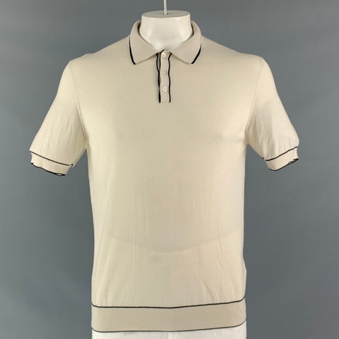 CONNOLLY Size XL Cream Wool Short Sleeve Polo