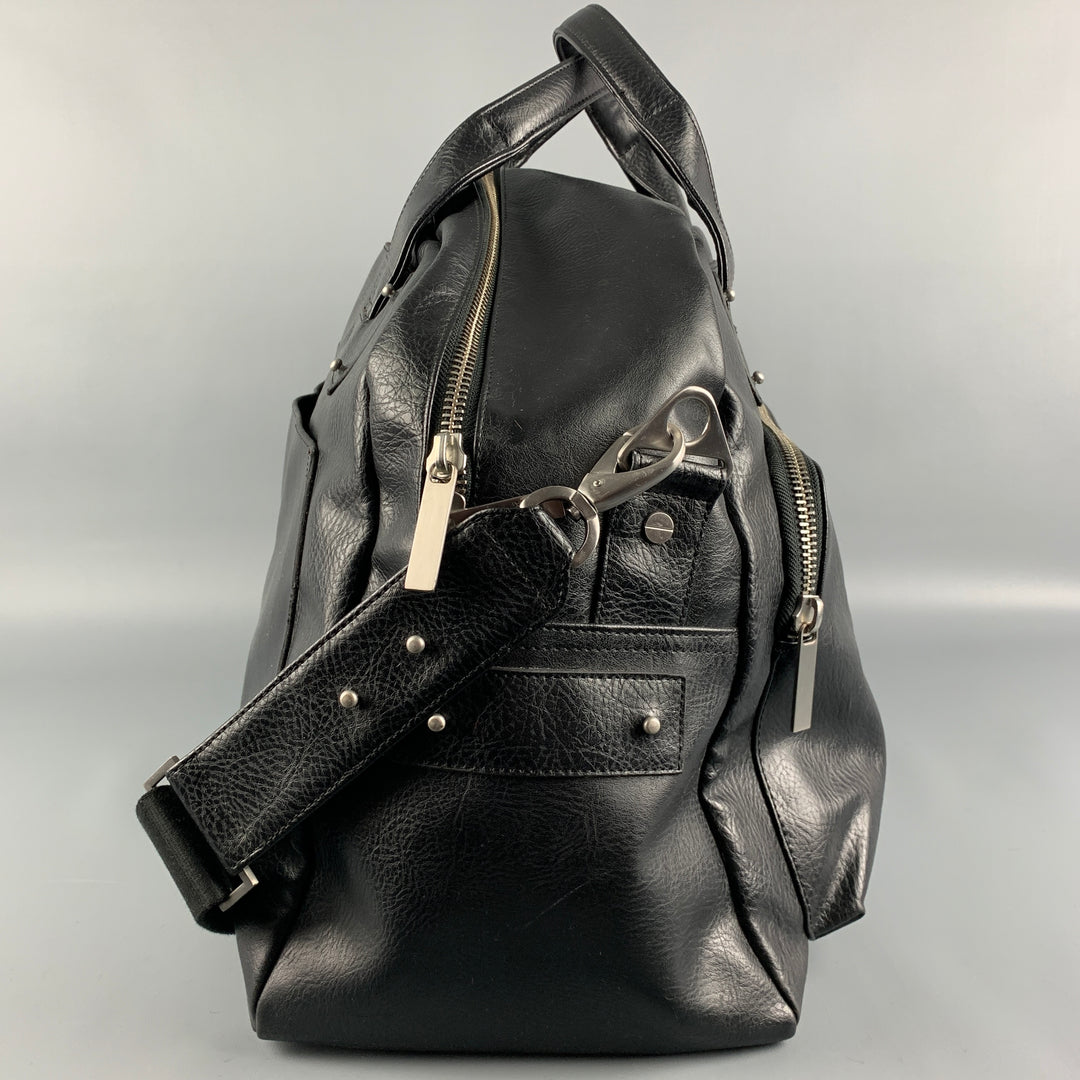 MATT & NAT Black Polyvinyl Shoulder Strap Duffle Bag