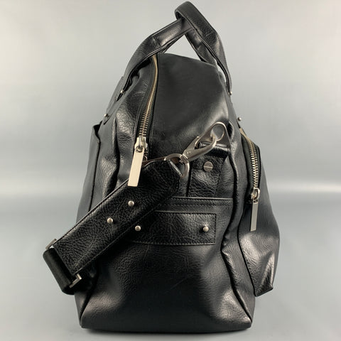 MATT & NAT Black Polyvinyl Shoulder Strap Duffle Bag