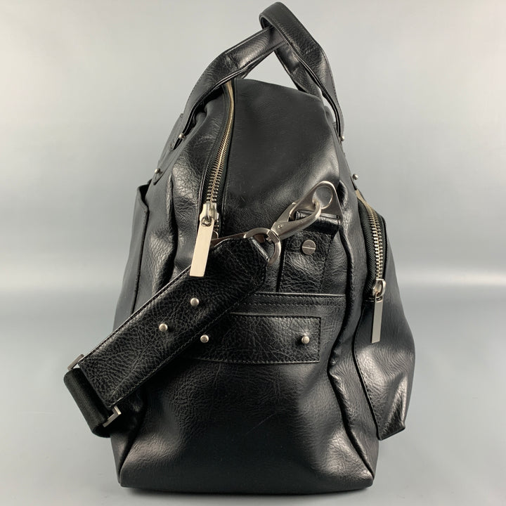 MATT & NAT Black Polyvinyl Shoulder Strap Duffle Bag