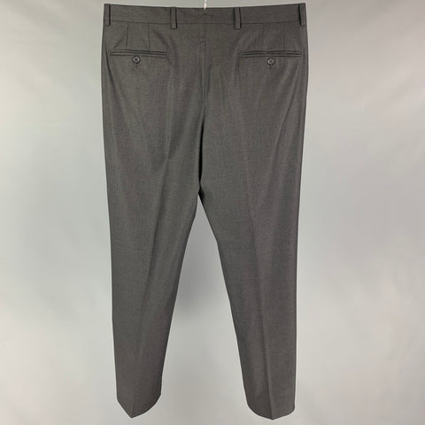 NEIMAN MARCUS Size 34 Grey Wool Flat Front Dress Pants