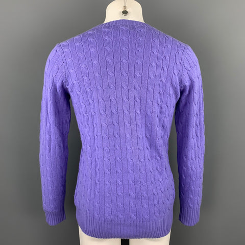 POLO by RALPH LAUREN Size S Purple Cable Knit Cashmere Crew-Neck Sweater