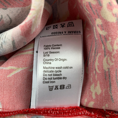 R13 S 19 Size XS Red Fish Print Viscose Hawaiian Shirt