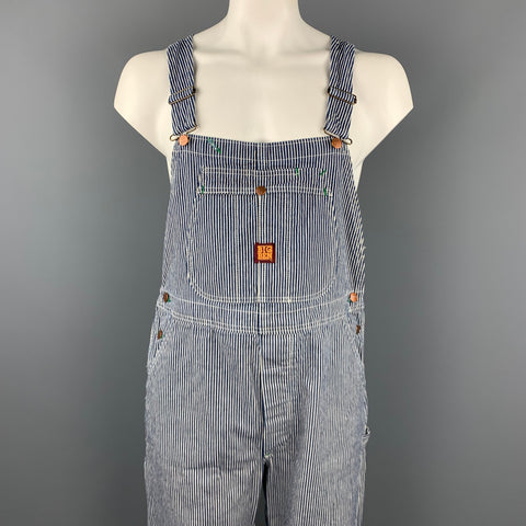 BIG BEN Size 36 Navy & White Hickory Stripe Cotton Baseball Overalls